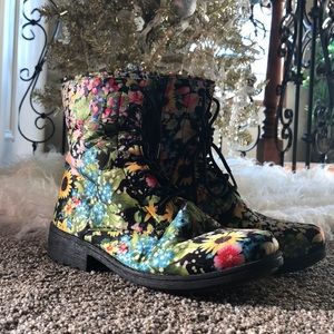 Floral Combat Boots